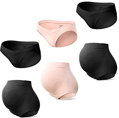 SUNNYBUY Ropa Interior premamá de Cintura Alta, sin Costuras, Suave, Cubre la Barriga, para Mujer, M
