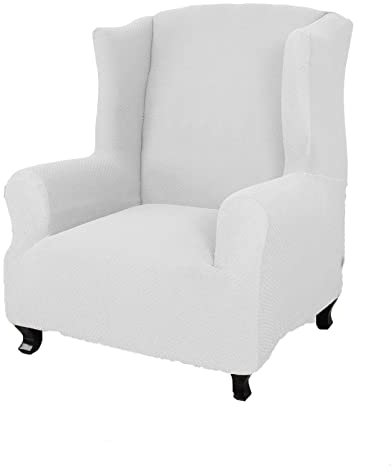 GUYIRT Strecken Sesselbezug 1-teiliger weicher Spandex-Jacquard Sesselhusse Wohnzimmer-Schonbezüge für Sesselhusse mit Schaum -Weiß