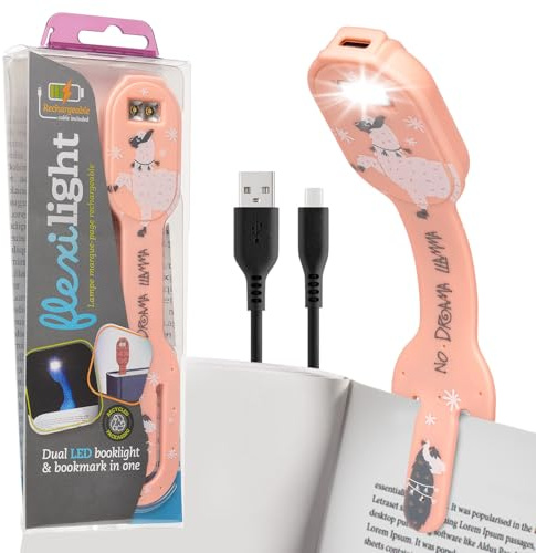Flexilight wiederaufladbare Leselampe | 2 in 1 Lesezeichen Buch Licht | LED Clip On Leselampe | Kinder und Erwachsene Buchlampe | Buchzubehör | Geschenk für Leser, Buchliebhaber