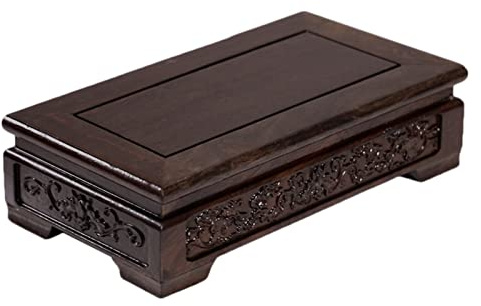 ARZARF Bonsai Pedestal Wooden Vase Base Beautiful Hand Craft Rectangle Ebony Oriental Fishbowl Vase Stand 2.3inches High Vase Pedestal Stands (Size : Medium)