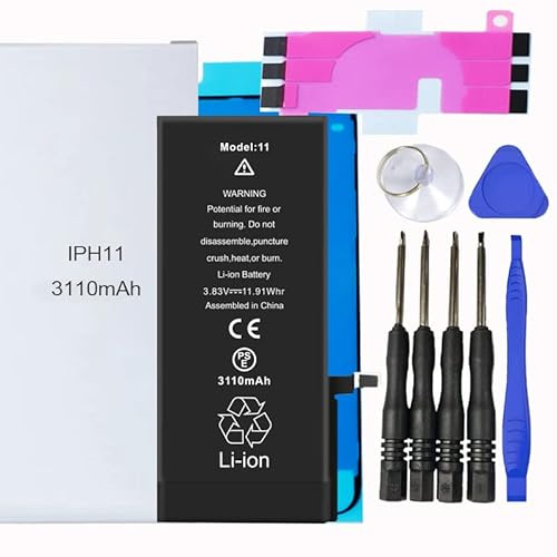 Remplacement de Batterie pour iphone. Le kit de Batterie pour iPhone Comprend Un Autocollant étanche, des Autocollants de Batterie, des Outils magnétiques. (iPhone 11)