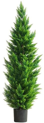 Künstliche Pflanzen Kunstpflanzen Künstliche Kiefern und Zypressen, Falscher Weihnachtsbaum mit schwarzem Pflanzgefäß für Haus Büro Garten Balkon Esszimmer Große grüne Topfpflanzen ( Size : 1.5m(4.9f