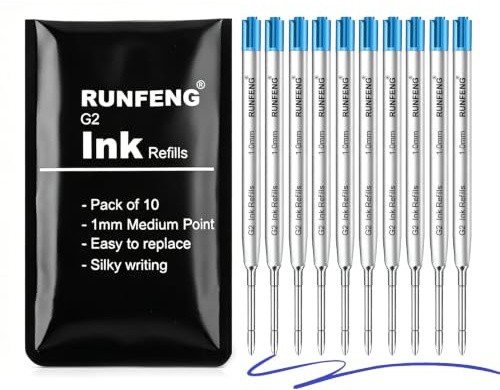 10 Pièces Recharges de Stylo Bille Multifonction,Recharges universelles longueur 9.9 cm,Recharge Standard Internationale,Pour l'école, le bureau (Bleu)