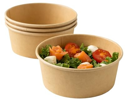ECOPICNIC 300 stycken Kraft Salladsskålar 750 ml | Engångsskålar i Papper för Sallader, Soppor, Glass och Takeaway, Miljövänliga Biologiskt Nedbrytbara Serveringsskålar