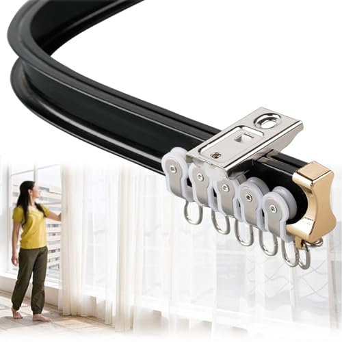 V3VOGUE Curvabile Binario per Tenda in Alluminio, Binario Curvo per Tende Installazione A Soffitto E Parete, Divisore per Stanze, 100-660 Cm Curvabile Bastoni per Tende Finestre A L/U