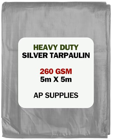 AP Supplies Silver Tarpaulin 260gsm, 5m x 5m