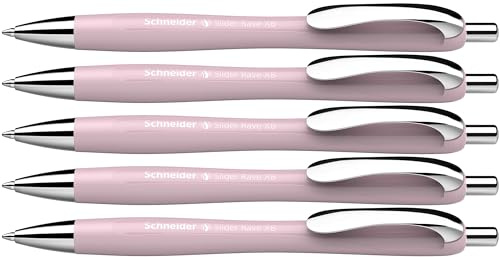 Schneider 132519 Slider Rave XB Kugelschreiber (Limitierte Sonderedition in pearl, Made in Germany) 5 Stück, Schreibfarbe: blau