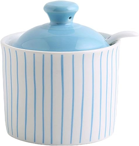 GERRIT Sucrier, sucrier Bleu avec Couvercle, Pot de Stockage de Sucre, Pot à Sucre, Pot à épices, Pot à sel, Pot d'assaisonnement, Rouge, 250 ML (Couleur : Rouge) (Color : Blue 4)