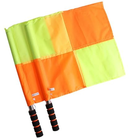 QOTSTEOS 2 bandiere da arbitro di calcio, bandiera da guardalinee ad alta visibilità con custodia, attrezzatura essenziale per partite sportive, calcio, hockey, allenamento, facile da impugnare