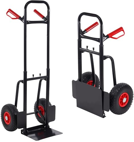 Elevon Carrello pieghevole a mano e carrello, carrello con piattaforma con manico telescopico 2 ruote, carrello a mano resistente per bagagli, viaggi, traslochi, nero