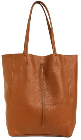 stylx Made in Italy Damen Leder Tasche XXL DIN-A4 Shopper Tote Hobo Bag Henkeltasche Handtasche Umhängetasche Ledertasche Schultertasche Large mit Innentasche aus Leder