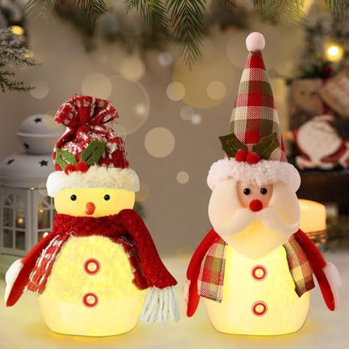 ACAREY Weihnachtsdeko 2 Stück Weihnachten Wichtel mit LED Licht Weihnachtswichtel Figuren Plüsch Wichtel Figuren Mit LED Wichtel Zubehör Weihnachten Figur Für Weihnachtsdeko Innen