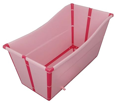 Vasca da Bagno Pieghevole, Multifunzionale, Rettangolare, Portatile ad Alta Capacità per Cani, 97 x 47 x 57 cm(Color:Rosa)