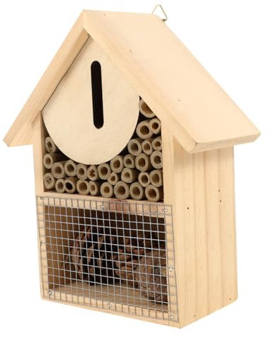Yardwe Holz Bienenhaus Dekoratives Insektenhaus Mit Haken Hängendes Marienkäferhaus Für Garten Robustes Und Schönes Nest Für Bienenbrut