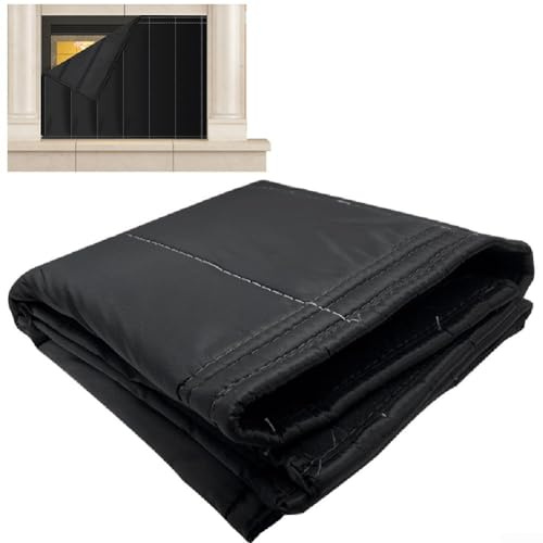 Fireplace Curtain for Energy Saving Block Heat Loss and Stop Chimney Draft with Fireplace Blocker Blanket and Draft Strips Fireplace Covers for Overnight Use.