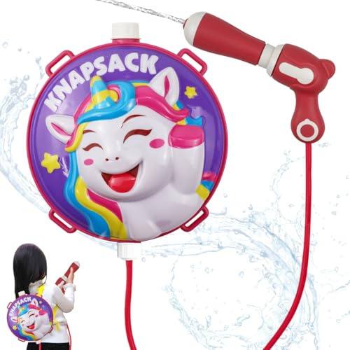 2000ml Wasserpistole Cartoon Wasserpistole mit Tankrucksack Kinder Outdoor Spielzeug Sommer Wassersport Verstellbare Träger Spritzpistole für Outdoor Aktivitätsspiele und Party Strand Garten Pool