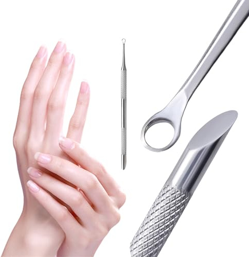 FUG 1 Pcs Cuticle Pusher, Stainless Steel Nail Prep Tool for Manicure Removing Dead Skin on Fingers