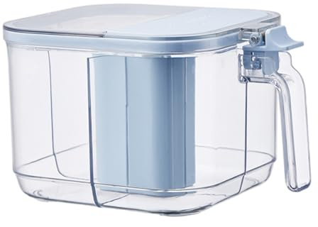 NPXUAMTJ Pratico set di barattoli per condimenti con 4 sezioni separate e cucchiai dosatori scatola per spezie per condimenti contenitore per condimenti a prova di perdite contenitore per condimenti