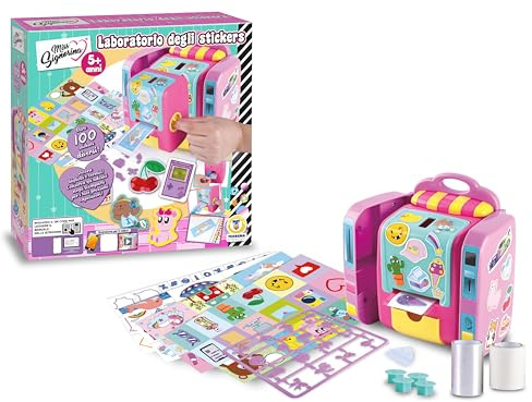 Teorema Giocattoli, Stickerlabor, Maschine zum Erstellen von Stickern für Kinder, kreatives DIY-Set mit über 100 Aufklebern, Spiel für Kinder ab 5 Jahren