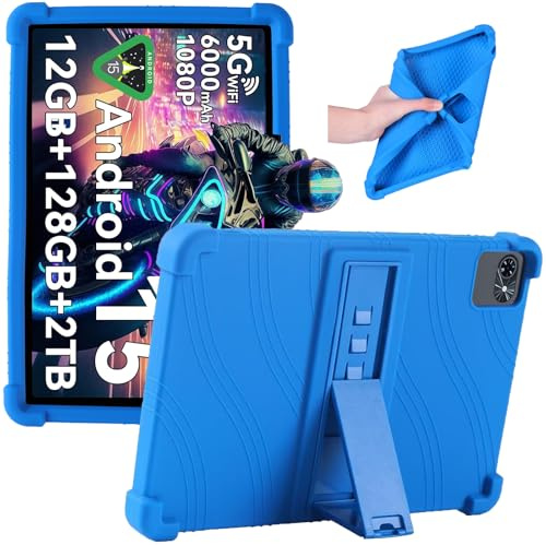 Junfire Silicone Case for TABWEE T80 10.5/10.1 Android 16/15 Tablet, Blue | Case with Kickstand for TABWEE T80 10.5 Inch 2026/2025 / Blackview Tab 70/30/8/7 WIFI 10.1 Inch 2024/2023 Tablet