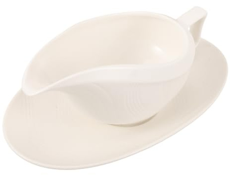 VALICLUD Ceramic Gravy Boat with Saucer White Sauce Boat and Milk Creamer Pitcher for Sauces Dressings and Creamer Multipurpose Serving Dish for Salads BBQ Fried Foods for Restaurants and