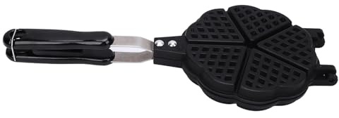 HEEPDD Aluminum Stovetop Waffle Iron, Compact Heart Shaped Pan, Nonstick Mini Waffle Maker for Breakfast Cooking, for Camping and Home Use