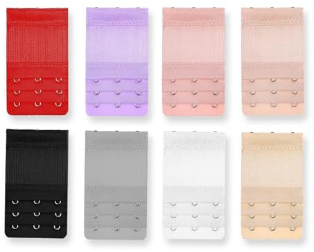 fKiZanthene 8 Pcs Bra Extenders for Women, Elastic 3 Hooks Bra Strap Extender Set, Multi-Colour Adjustable Bra Extensions for Comfort and Daily Use