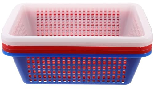 Cestas de Plástico Rectangulares 5 Piezas para Fruta | Hogar y Dormitorio, Lavado y Almacenaje de Verduras, Formato Ligero, Diseño Sencillo Color Aleatorio