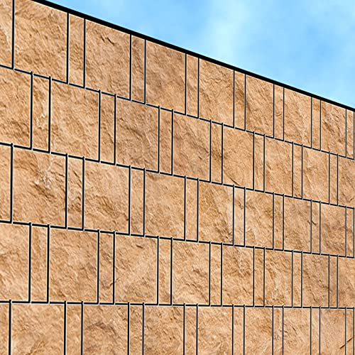 zaun|zu Sandsteinwand - Bedruckter Sichtschutzstreifen für den Doppelstabmattenzaun | moderner Motivdruck | Garten-Deko | Sichtschutz Rolle | Vlies | Windschutz 2,5m x 1,8m