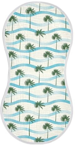 decor gift Cotton Muslin Burp Cloths Large Easy Care Summer Beach Palm Tree Feeding Cloth for Babies boy and Girl 4 Pack 22x11in