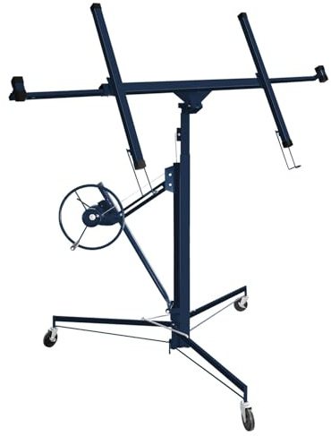 Monucep Elevador de placas XXL de 68 kg, ayuda de montaje en yeso para 1 hombre, altura 132 – 335 cm, soporte de placa de hasta 295 cm de ancho, montaje en pared y techo de paneles de yeso y madera