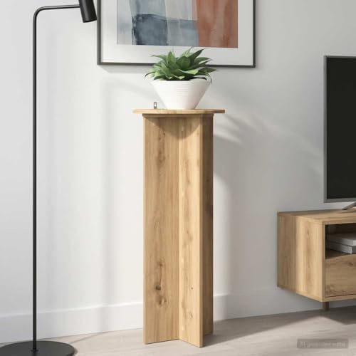 Runheo Soporte para plantas, 2 unidades, roble Artisan, diámetro de 40 x 100 cm, material de madera, soporte para flores, taburete para plantas, banco de flores, banco de flores, soporte decorativo