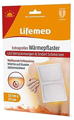 Lifemed – extra stort värmeplåster 19 cm x 13 cm vit, löser spänningar och lindrar smärta – i prisvärt och praktiskt 3-pack