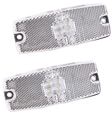 AOHEWEI 2 x White Trailer Side Marker Lights LED Truck Front Position Side Indicator Lamps with Reflector for Trailer Van Caravan Truck Lorry 10~30V ECE-approved