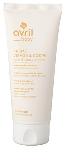 Avril - Crème Visage & Corps Bébé - Haute Tolérance - Beurre de Cacao Bio - Sans Parfum Ajouté - 99% d'Origine Naturelle - Certifié Bio Ecocert - Fabriqué en France - 100ml