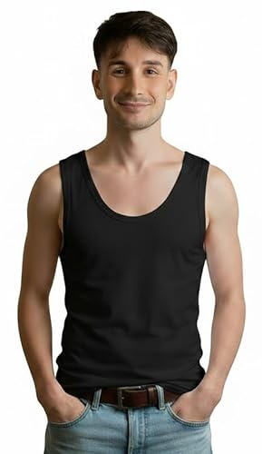Set da 3 Pezzi Canottiere Uomo in Cotone, Canotte Intime Uomo Cotone, Canottiera Intima Uomo Spalla Larga Leggera e Traspirante 100% Cotone, Intimo Uomo Bianca Nera