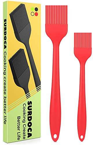 SURDOCA Pinceau Cuisine Pinceau Patisserie Silicone 10 + 8 po Résistante à la Chaleur Pinceau Patisserie Professionnel, sans BPA Pinceau Alimentaire, Noyau en Acier Inoxydable Pinceaux de Cuisine
