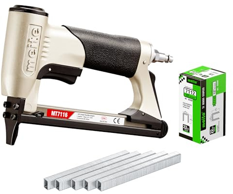 meite MT7116 Air Staple Gun, Type 71 Upholstery Staple Gun, Pneumatic Upholstery Stapler for DIY, Decoration and Woodworking, Uses Type 71/6-20 mm Staples