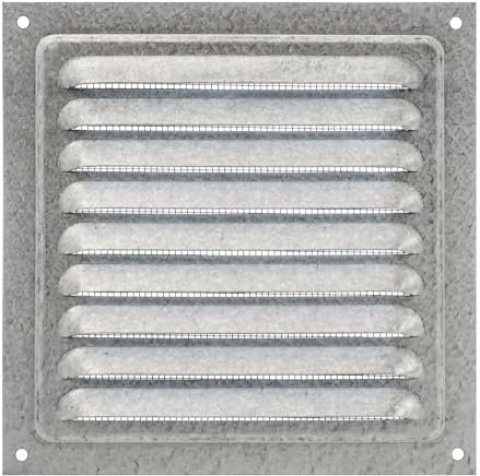 Rejilla de Ventilación de Acero Galvanizado con Malla Antiinsectos, Parrilla de Ventilación Metálica para Interiores y Exteriores, Salida de Aire para Paredes y Techos. (15 x 15 cm)