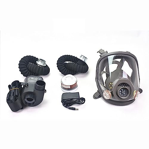 Jieotwice Máscara de Cara Completa de Flujo Constante Eléctrico Máscara de Gas Herramienta de Pintura Portátil Sistema de Respirador de Casco de Soldadura(CONJUNTO A)