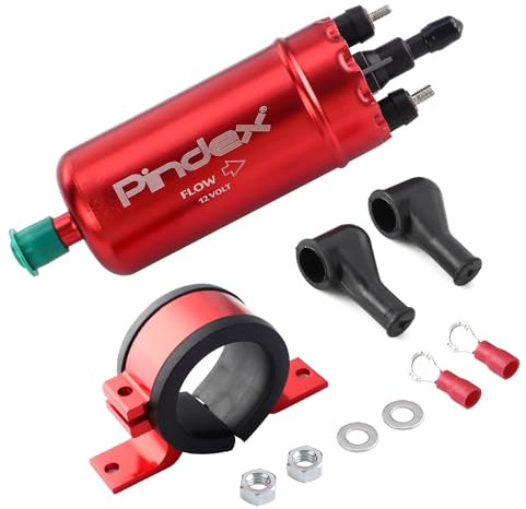 Pindex 0580464070 Pompa Elettrica del Carburante 12 V con Supporto Antiurto,Pompa del Carburante Ad Iniezione In Linea Ad Alta Pressione da 8.5 Bar