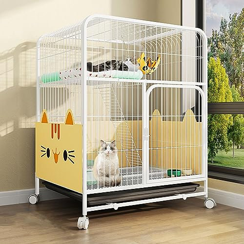 XIAOZHUANGXIONG Katzengehege Indoor mit Dach, for Kaninchen, Meerschweinchen, Welpe, Haustier Produkte Tragbarer Metalldraht Yard Zaun (Color : White, Size : L)
