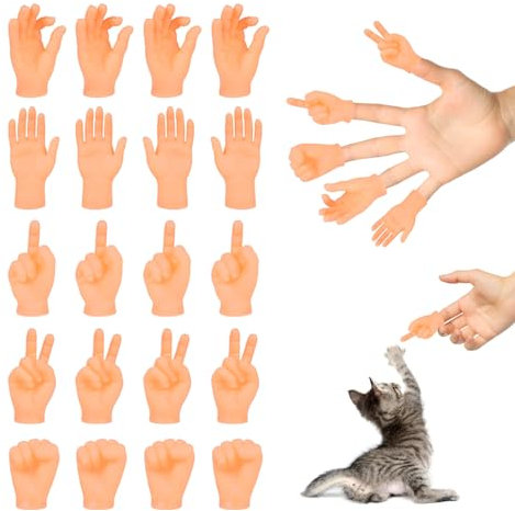 RAFIYU Mini Hände, 20 Stück kleine Hände Fingerpuppen Set, Gummi Tiny Hands Finger Puppets Streichspielzeug für Haustier, Katzen, Kinder, Spiele Party