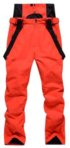 Haitpant Herren Damen Skihose Winter Outdoor Sport Tragen Winddicht Warme Schnee Hose Ski Snowboard Lätzchen Hosen, Orange, 42