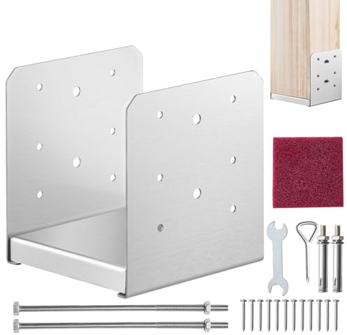 VEVOR Aufschraubhülse 149 x 143 x 160 mm U Pfostenträger aus Edelstahl mit Sprühbeschichtung Pfostenschuh mit einer 23 mm dicken Deckplatte Pfosten Ideal für Pergolen Verandageländern