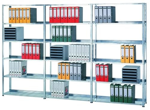 qpool24 Anbauregal, Büro-Fachbodenregal Schraubsystem MULTIplus85, 2000 x 1000 x 300 mm (HxBxT), 6 Fachböden, RAL 7035 lichtgrau, ohne Anschlagleiste