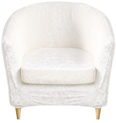 Morbuy Sesselbezug Stretch Samt, 2er Set Sessel Überzug Universal Sesselhussen Waschbar Sesselüberzug Hussen Cocktailsessel Clubsessel Überzug - Weich (Weiß)