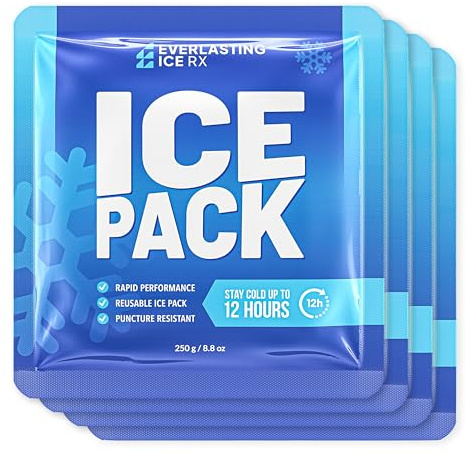 Rapid Performance Reusable Ice Packs for Coolers or Lunch Box | 4 Pack | Cold for Up to 12 Hours | Ice Packs for Cooler, Long Lasting for Camping, Beach