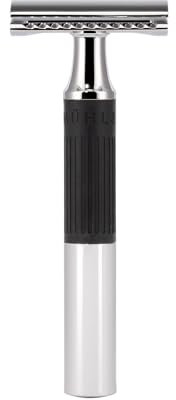 MÜHLE NEO Rasierhobel - Sicherheitsrasierer für einsteigerfreundliche Nassrasur - Metall mit Gummigrip-Griff - Schwarz