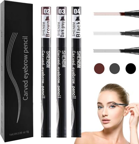 3 Couleurs Matita per Sopracciglia Microblading,3D Matita Per Sopracciglia Impermeabile,Matita Sopracciglia 4 Punte,Matita per Sopracciglia Liquida,Crea Sopracciglia Naturali